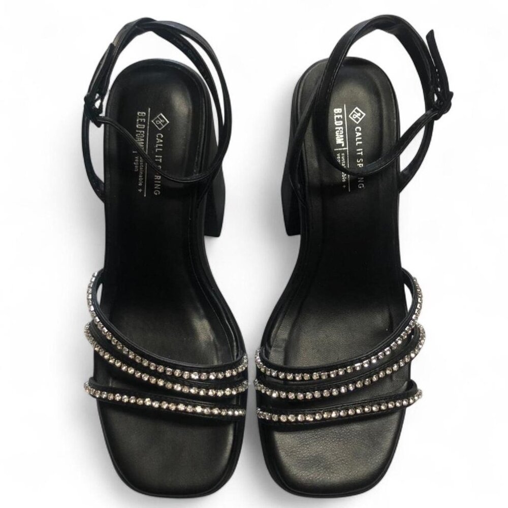 Rhinestone Black Platform Heels - Picture 5 of 7